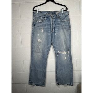 Y2K Hollister Hermosa Low Rise Boot Jeans 36x32 Distressed Light Wash VTG